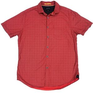 DENIM & FLOWER Men's Skate Surf Slim Fit Button Down Short Sleeve Shirt - M